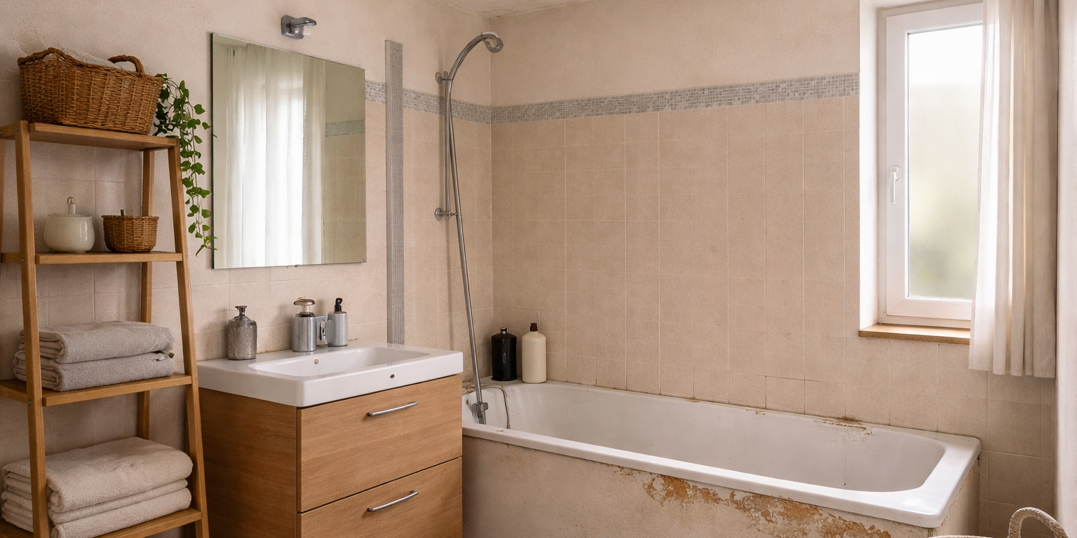 Dégradation d'une salle de bain du à l'humidité